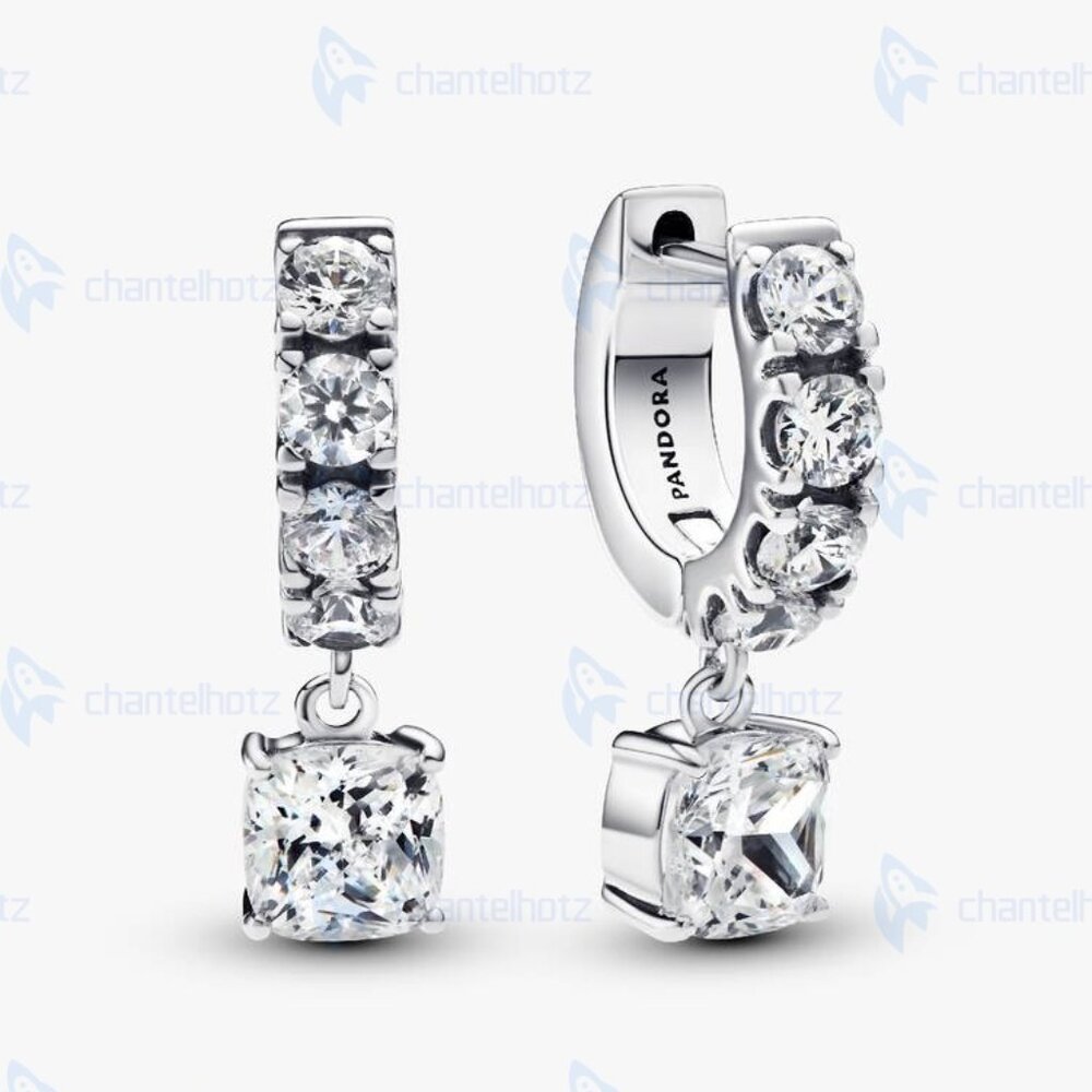 Pandora Pavé Dangle Hoop Earrings